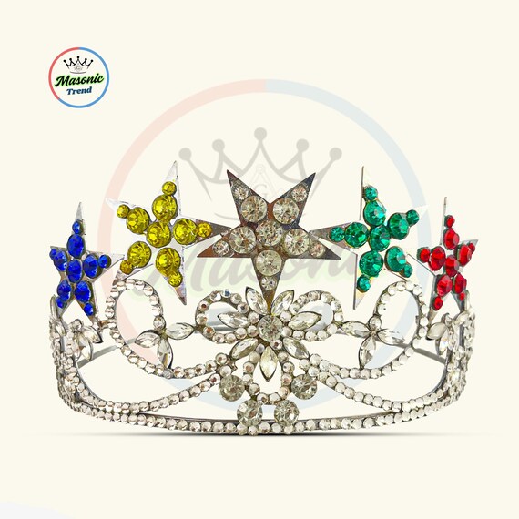 Masonic Freemason OES 5-stars Crown Silver Tone Adjustable  display picture 2