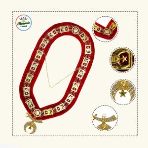 Shriners Kettenhalsband mit Juwel in rotem Samt in Gold Tone