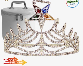Masonic OES Crown with Silver Tone Adjustable Fitting with Crown Case