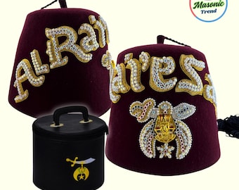 Shriners Fez Unique Font Embroidery work with Protective Case Shipping Available World wide Special addition for Puerto Rico Perfect Quality
