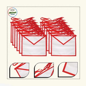 Exquisite Masonic Holy Royal Arch White Duck Cotton Cloth/Lambskin Apron Pack Of 12
