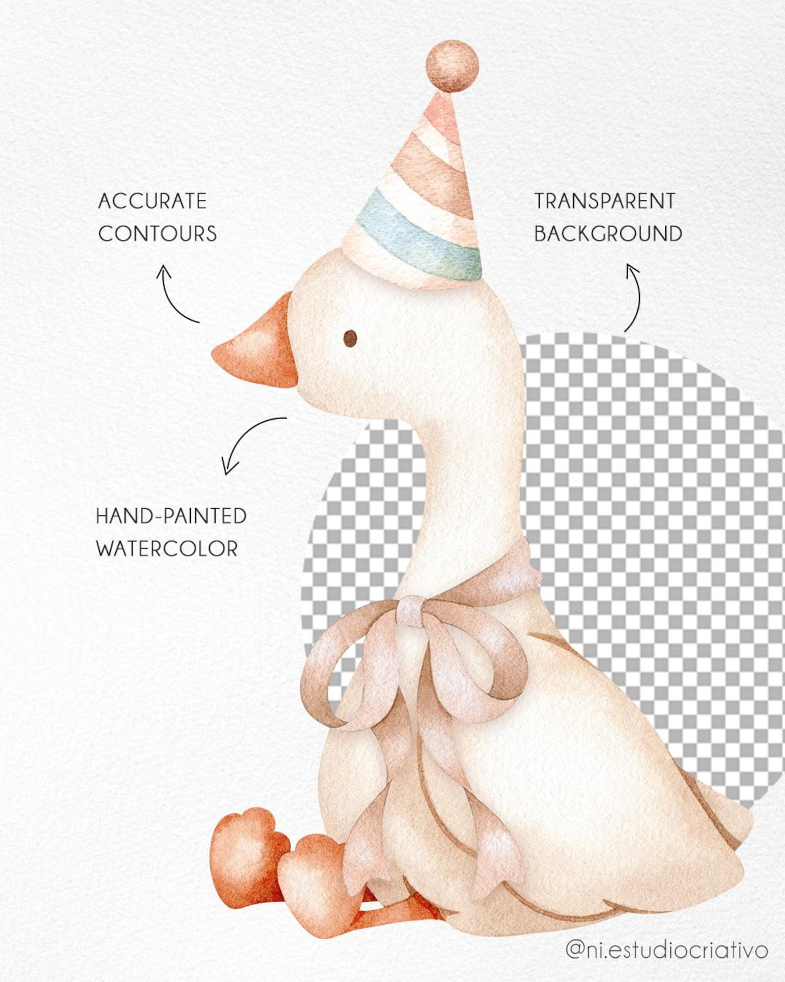 Little Goose Watercolor Clipart, Spring Vintage Cottagecore, Silly ...