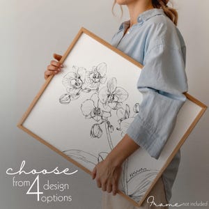 A4 & A3 Phalaenopsis Orchideen Poster - Nachhaltige Blumen Kunstdrucke - 4 Botanische Designs - Tropisches Strichzeichnung Poster