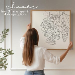 Gerahmter quadratischer Ananas Orchidee Kunstdruck |32x30cm|40x40cm| Orchidee Zeichnung | Nachhaltiges Holzgerahmtes Tropisches Blumenposter | Botanische Kunst