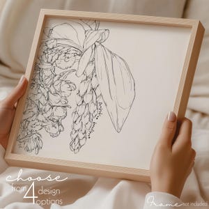 Quadratische Ananas Orchidee Kunstdruck |10x10"|12x12"|14x14"|16x16"| Orchidee Zeichnung | Nachhaltiges Tropisches Blumen Poster | Botanische Kunst