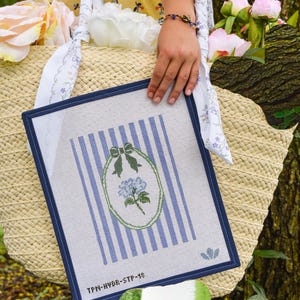 Pre-Order Hydrangea Stripes – Hand-Painted Needlepoint Canvas, 18 Mesh