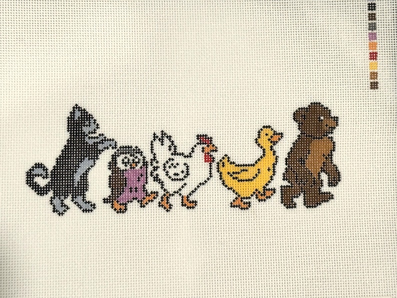 Pre-Order Little Bear Marching Needlepoint Canvas – Hand-Painted 18 Mesh image 3