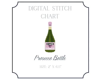 Botella de Prosecco K-Land – Gráfico de bordado / Descarga digital / Malla 18
