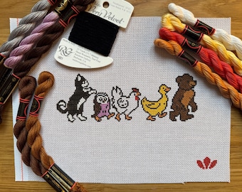 Pre-Order Little Bear Marching Needlepoint Canvas – Hand-Painted 18 Mesh
