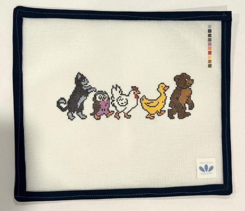 Pre-Order Little Bear Marching Needlepoint Canvas – Hand-Painted 18 Mesh image 2
