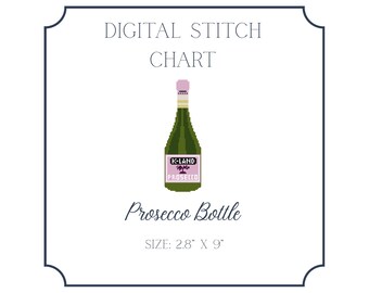Botella de Prosecco K-Land – Gráfico de bordado / Descarga digital / Malla 13