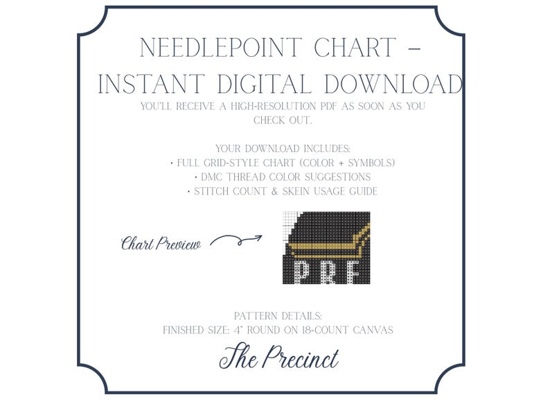 Needlepoint Grid The Precinct – Digital Needlepoint Chart | 4” Round Stitch Pattern ...