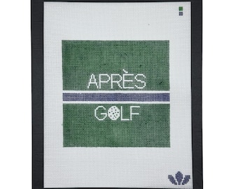 Lienzo de bordado Après Golf: diseño Grandmillennial pintado a mano.
