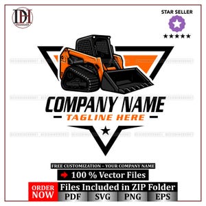 Skid Steer Loader Logo | Construction Excavator Logo | Heavy Equipment Business Branding | Vector Mascot Logo Design | Editable Company Logo