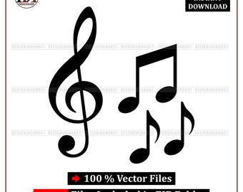 Clave de sol SVG: Notas musicales vectoriales (descarga digital)