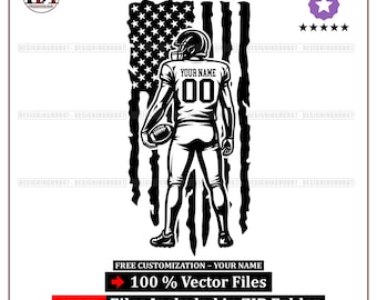 Customizable Football Player SVG Logo: USA Flag, Team Branding (Digital Download)