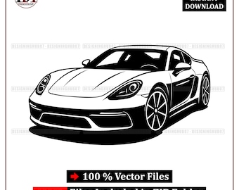 Sports Car SVG Vector Illustration, Luxury Supercar Line Art Design for Cricut (Digital Download)