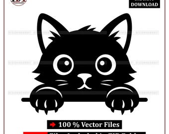Cat Peeking Vector SVG | Cricut & Silhouette Vector (Digital Download