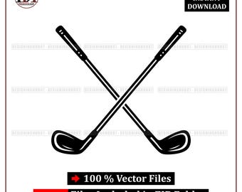 交差したゴルフクラブ SVG: ゴルフ ロゴ ベクター、スポーツ クリップアート (デジタル ダウンロード)