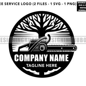 Tree Service Logo | Custom Tree Removal & Landscaping Logo Design | Chainsaw Arborist Brand Identity | Editable Vector Download