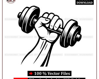 Hantel Hand SVG | Fitness Vektor Clipart (digitaler Download)