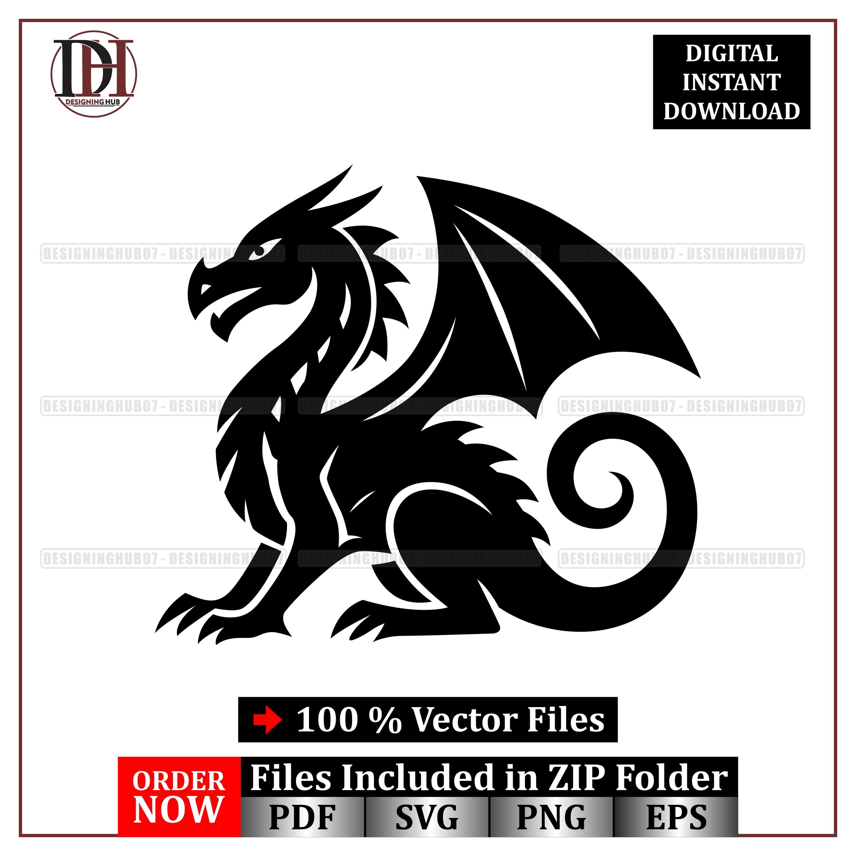 Tribal Drachen Vektor: Silhouette Clipart für Cricut, Tattoo (Digitaler  Download) - Etsy Österreich, image size:3000x3000