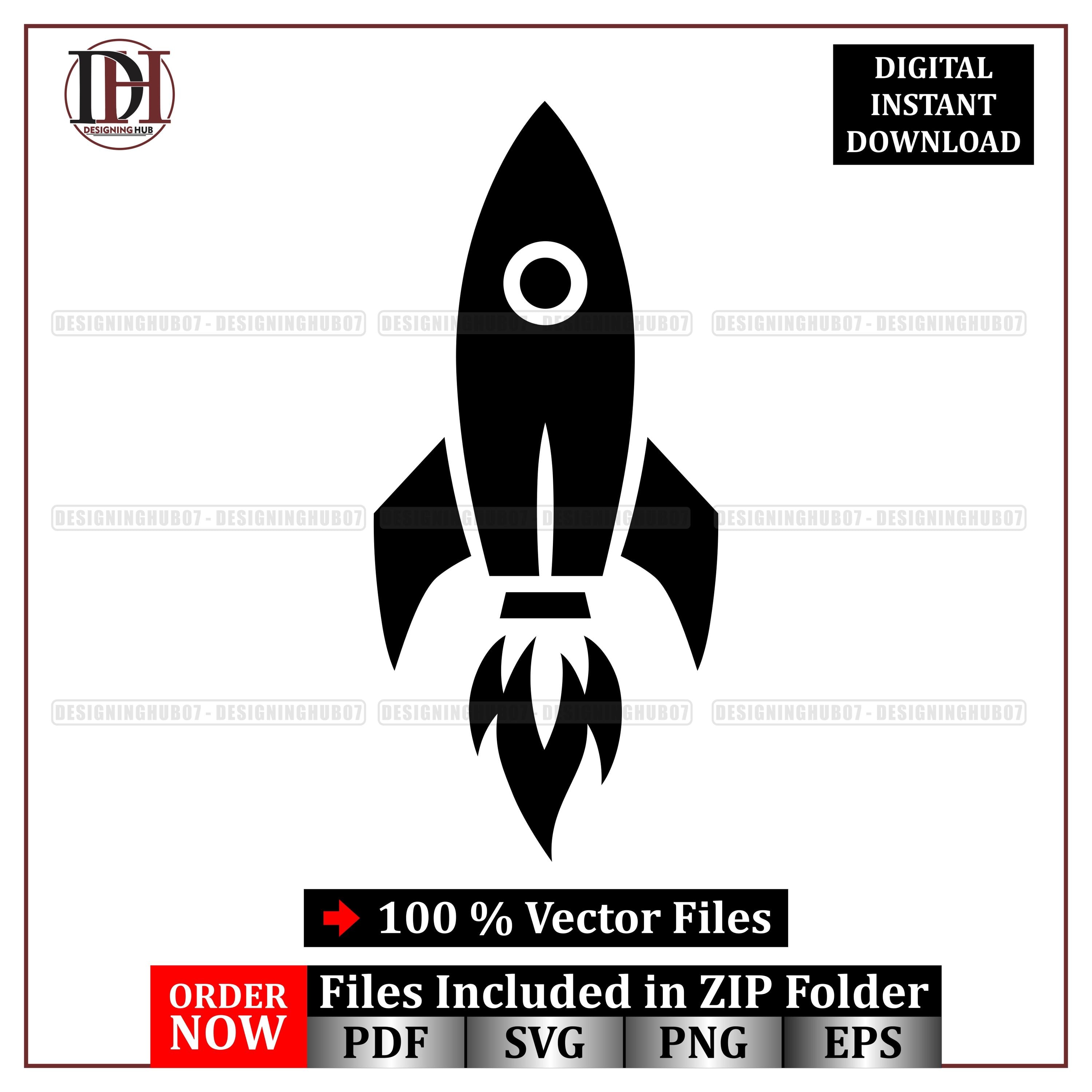 Rocket Ship SVG: Spacecraft Silhouette for Cricut (digital