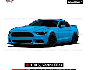 Blue Sports Car Svg | Bold Muscle Car Vector Design | Printable PNG EPS PDF | Garage Wall Art, T-Shirt Sublimation, Automotive Clipart