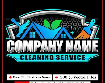 Editable Cleaning Service Logo: Housekeeping, Janitorial Business (Vector Files Included)