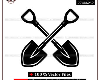 Crossed Shovel Vector Logo | Gardening, Landscaping Emblem (svg, png, eps, pdf)