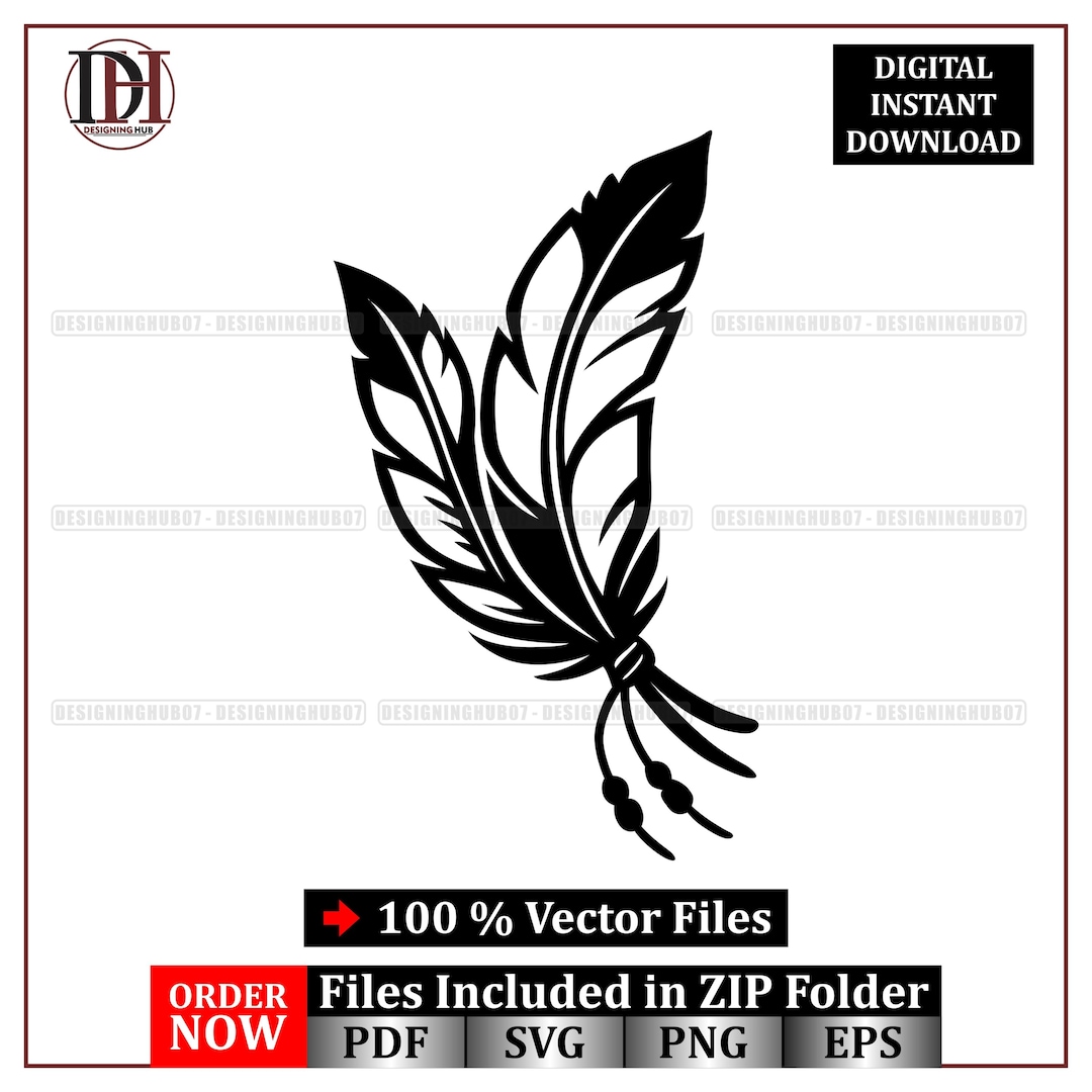 Tribal Feather SVG Bundle: Boho Silhouette Clipart (digital Download ...