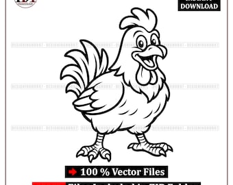 Cartoon Rooster SVG | Farm Animal Vector Clipart (pdf, png, eps)