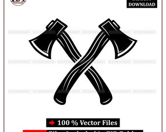 Crossed Axes SVG: Lumberjack Woodcutter Logo, Carpenter Clipart (Digital Download)