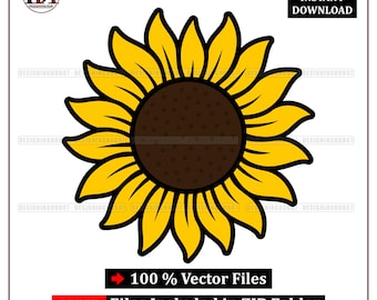 Floral Sunflower SVG Clipart: Vector Cut File Bundle (Digital Download)