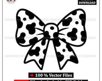 Cow Print Bow SVG: Farmhouse Ribbon Clipart (Digital Files)