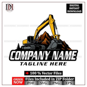 excavator logo template, Excavator svg, Heavy Equipment logo svg, Digging Logo svg, Contractor Logo svg, Land Clearing Logo svg