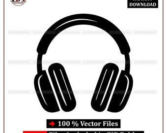 Hörlurar SVG: Musik DJ Headset Vektor Clipart (Digital Nedladdning)