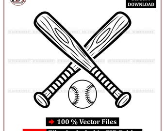 Baseball Bats SVG: Crossed Bats & Ball Clipart (Digital Download)