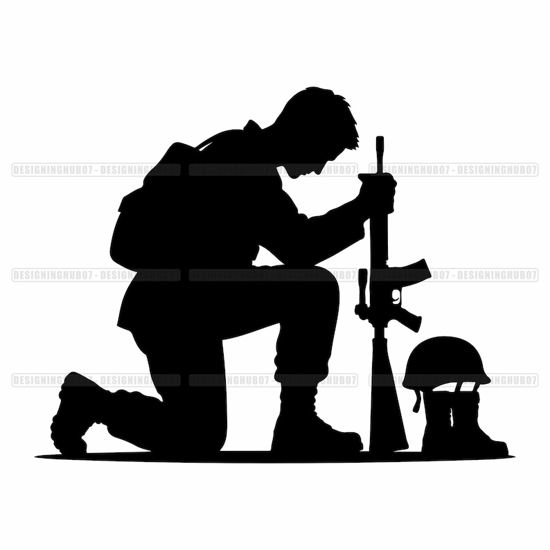 Military Soldier SVG | Army Soldier Silhouette | Kneeling-soldier PNG ...