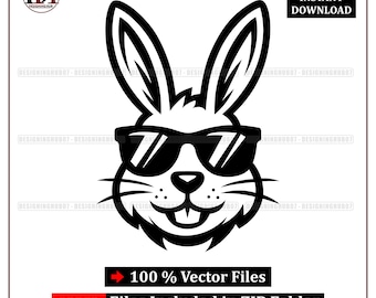 Bunny Logo Vector | Sunglasses Rabbit Mascot (Digital Download)