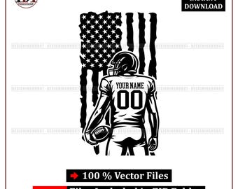 Customizable Football Player SVG: USA Flag Logo (Digital Download)
