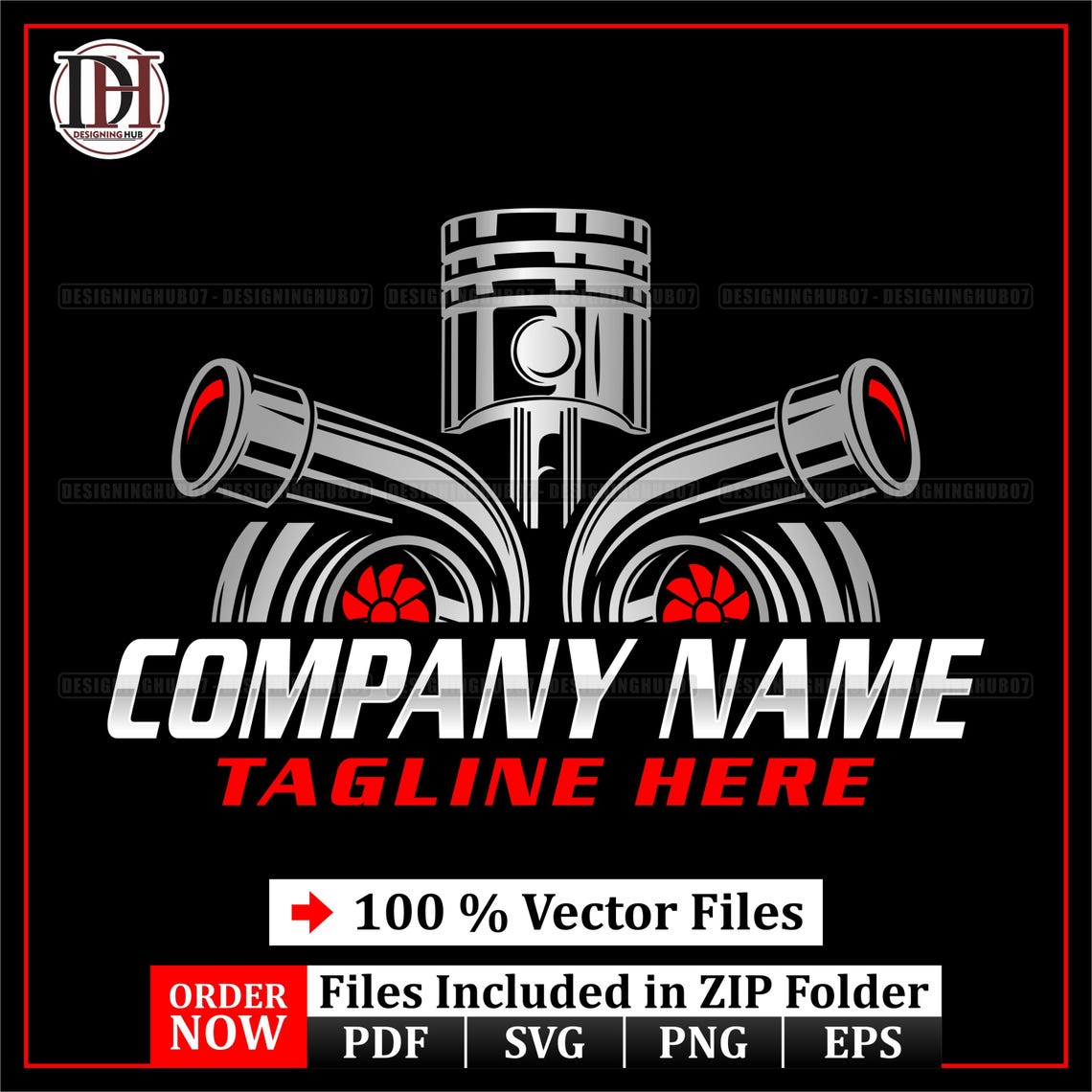 Piston Engine Logo Template | Editable Auto Mechanic Branding Design ...
