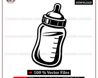 Baby Bottle Vector Icon SVG : Infant Feeding Illustration Design (Digital Download)