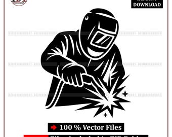 Soldador SVG: Silueta de casco de soldadura, diseño industrial (descarga digital)