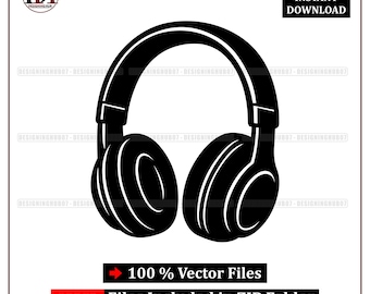 Headphones SVG Vector Icon, Music Audio Headset Line Art Design for Cricut (Digital Download)