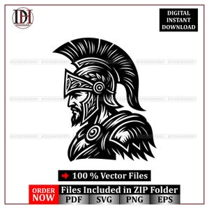 Spartan Warrior SVG: Gladiator Helmet Silhouette (Digital Download)