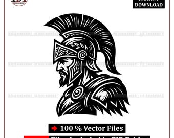 Spartan Warrior SVG: Gladiator Helmet Silhouette (Digital Download)