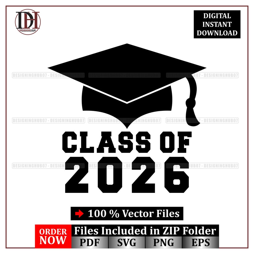 Class of 2026 Graduation SVG Cap Design for Shirts Stickers Cricut ...