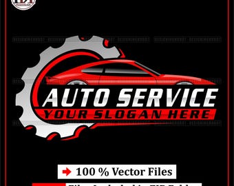 Plantilla de logotipo de servicio de automóviles / Eslogan editable para reparación de automóviles / Diseño SVG de mecánico de garaje / Coche deportivo Svg, Png, Eps, PDF, descarga instantánea