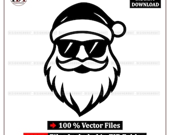 Cool Santa Claus SVG | Christmas Sunglasses Beard Design (Digital Download)